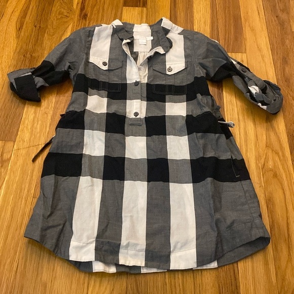 Burberry Girls Black and White Plaid Dress Size 6 - Picture 1 of 5